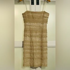 BCBG Max Azria Strapless Cream Gold Mini Dress